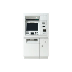 Modern White ATM Machine, Banking Technology, Cash Withdrawal Kiosk