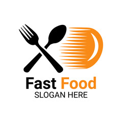 Fast Food Logo with Spoon and Fork Symbol