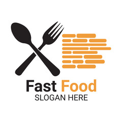 Express Food Logo with Spoon and Fork Graphic