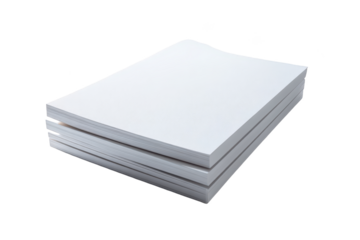 Stack of clean white paper sheets, neatly arranged for print and writing
