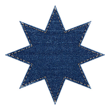 A Unique Starburst Shape Made from Denim Fabric, Transparent PNG