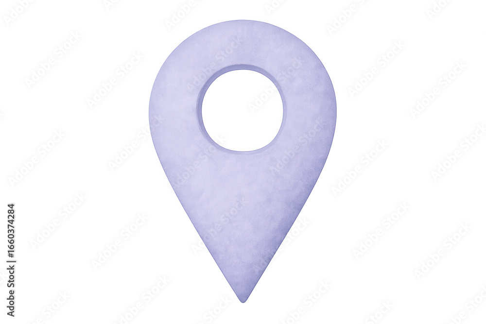 Poster purple location pin floating against transparent background, marking geographical spot with sleek 3d