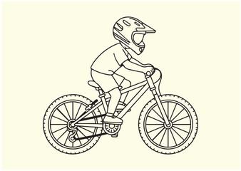 Naklejka premium Mountain biking line art Vector