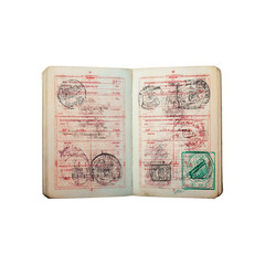Vintage Passport with Numerous Entry Stamps - Travel History and Immigration Documentation