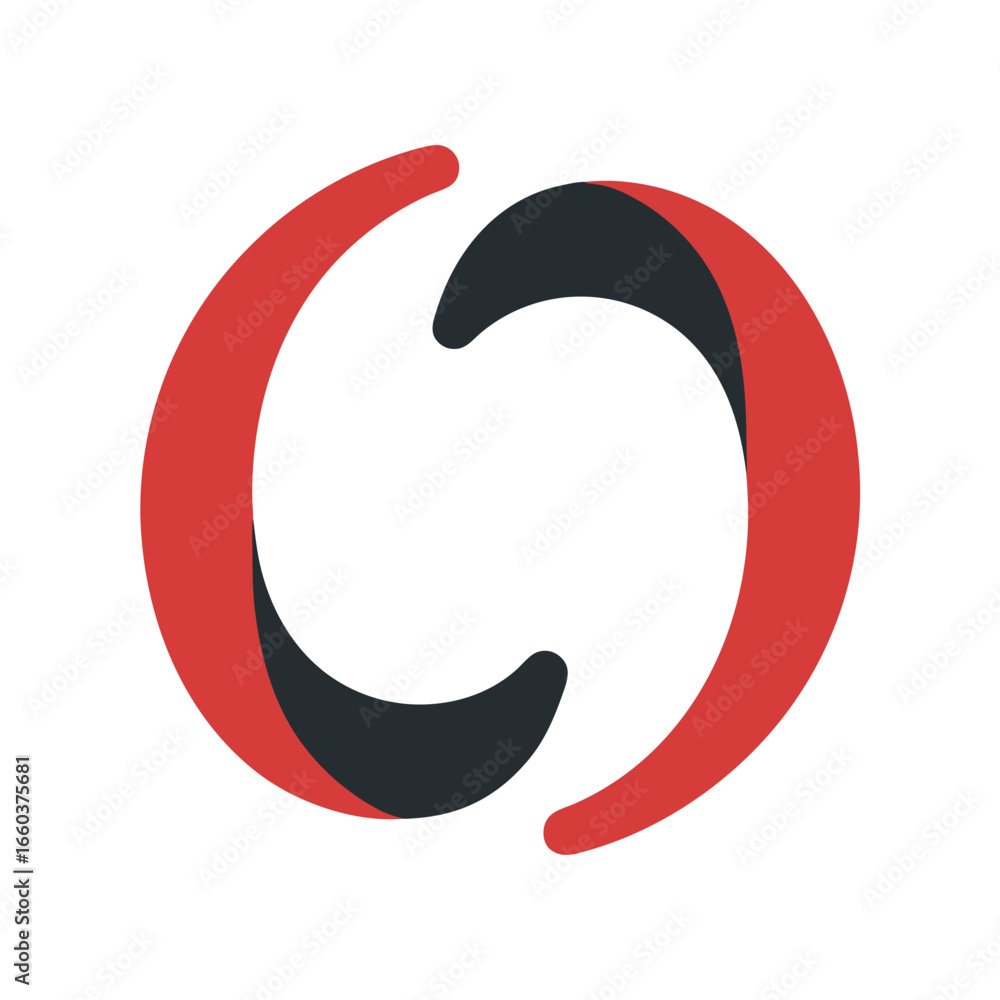 Poster abstract red and dark gray swirls on white background curve shape