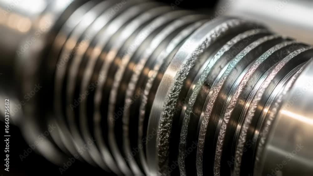 Poster macro image highlighting thread wear patterns on geothermal drill pipe as part of a maintenance insp