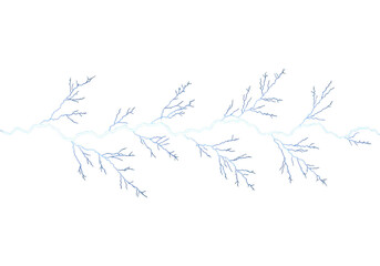 Blue and white frosted garland isolated on transparent background