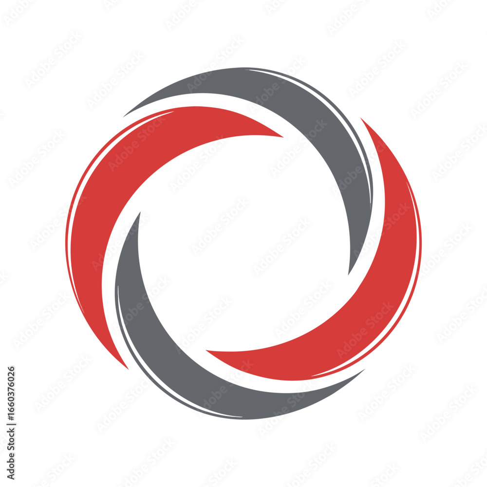 Poster red and gray swirling abstract graphic element on white background circular motion