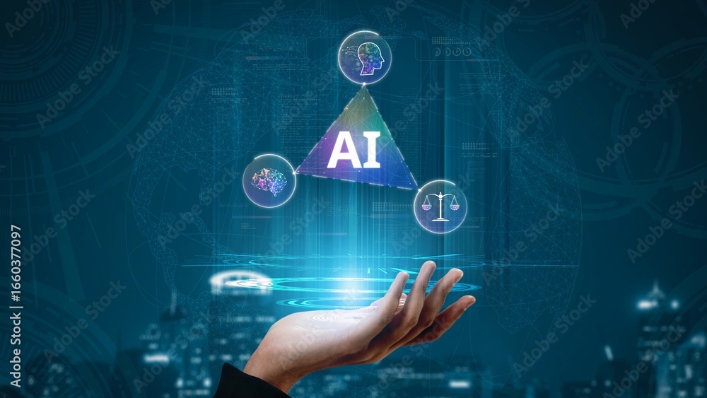 Poster ai assistant brain processor with llm technology, big data, machine learning, generative ai for busi
