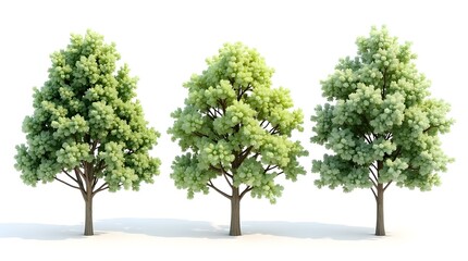3D Beautiful Trees Isolated on white background.

