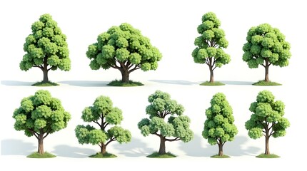3D Beautiful Trees Isolated on white background.

