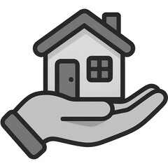 A hand is holding a house