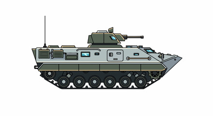 Fototapeta premium Armored Personnel Carrier, Military Vehicle, Combat Ready, Tracked, Green.