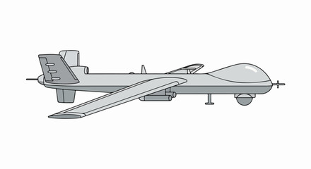 Detailed Illustration of a Gray Military Drone Aircraft.