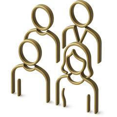 Four people are standing in a row, with one person wearing a suit and tie