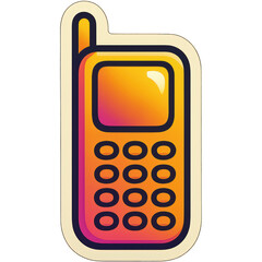 A cartoonish orange cell phone with a white background