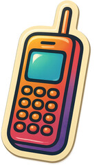 A colorful phone with a blue screen and orange buttons