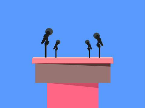 Press Conference Podium with Microphones