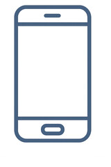 A blue cell phone with a white background