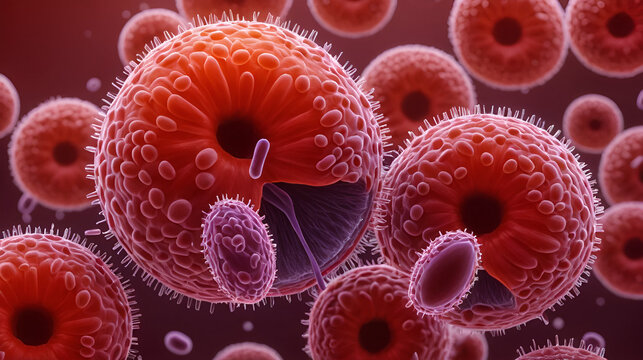 Babesia parasites inside red blood cell, the causative agent of babesiosis