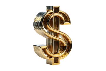 Golden dollar sign, 3D rendered