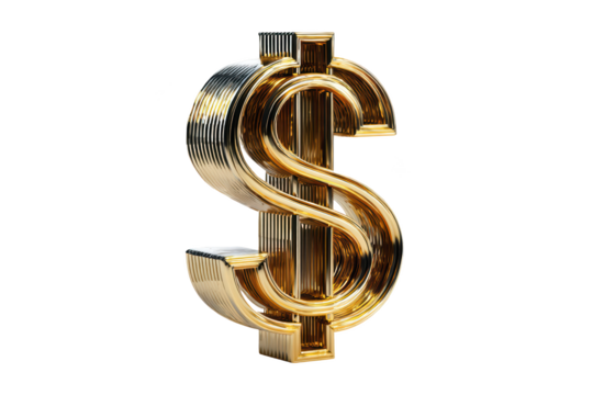 Golden dollar sign, 3D rendered