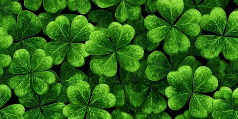 Green clovers background. Seamless pattern, Minimalist