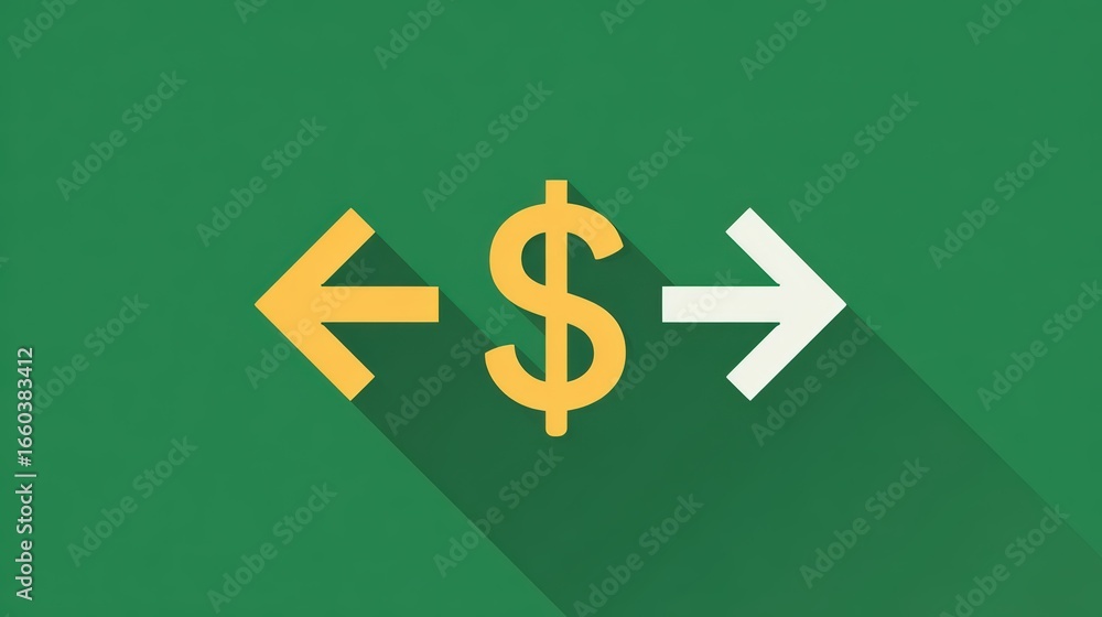 Poster cross border tax design with arrows and dollar sign for import and export concepts