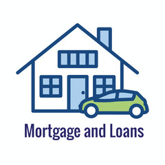Mortgage Loan Icon with Car Loan and House Design