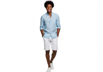 Happy man in casual summer clothing isolated on transparent background