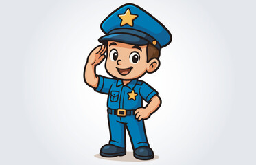 Kids police mascot cartoon character vector template