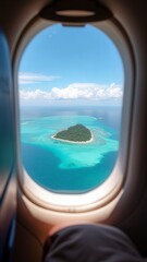 Fototapeta premium First-Class Window View of Tropical Islands: Luxury Travel Photography.