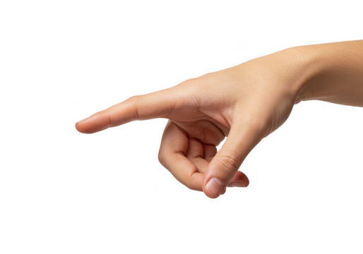 Human hand pointing isolated on transparent background