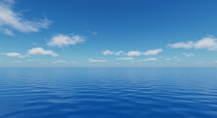 Fototapeta premium Vast Ocean Horizon Under a Clear Blue Sky with Wispy Clouds