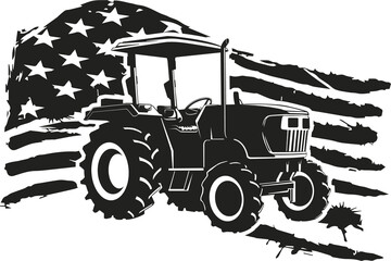 Tractor with USA Flag