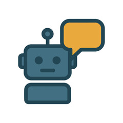 chat bot with dialog cloud flat icon color vector on white background
Vector color flat icon on white background