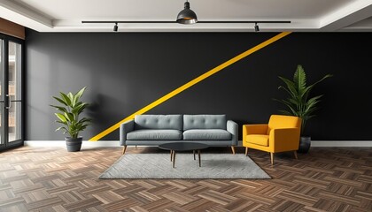 modern living room with sofa in the white background.