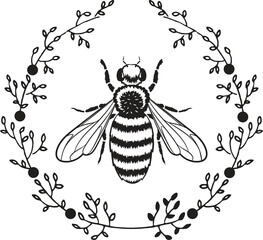 bee and flower, wreath, bee, bee hive