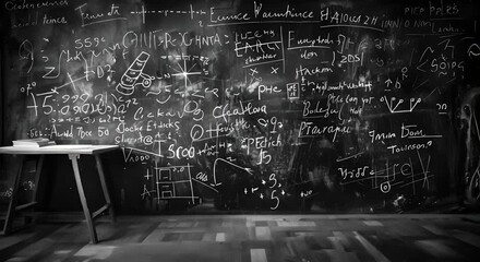 A Black Chalkboard Filled with Handwritten Notes and Equations