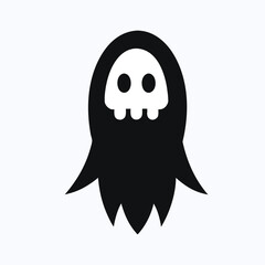 Spooky halloween ghost silhouette with flat design elements