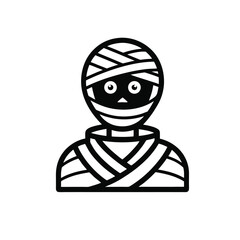 Halloween mummy character icon in flat design style