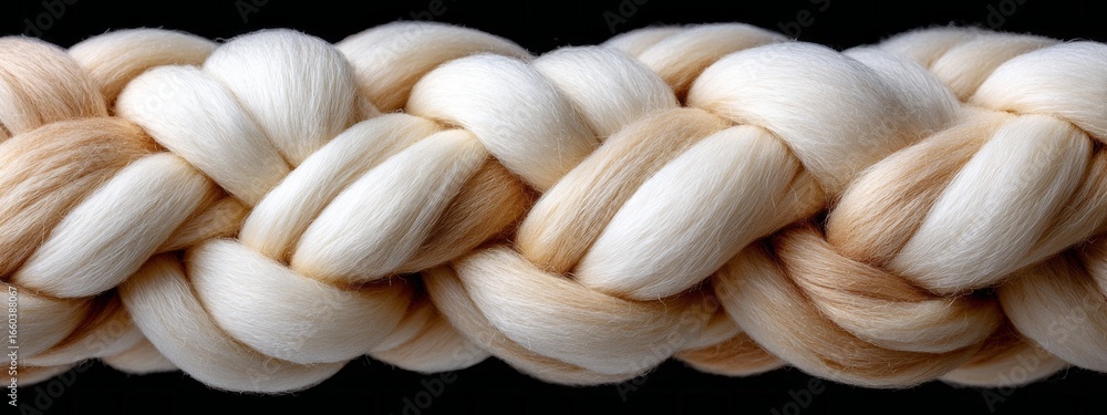 Poster soft woven wool texture in cream and beige tones with intricate weaving patterns on a dark backgroun