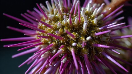 Obraz premium Vibrant sea urchin close-up showcasing natural details.