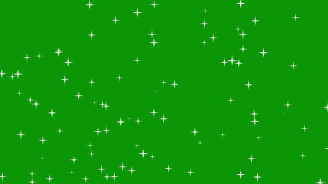 Twinkle star animation, magic particles, Blinking retro vector stars and dots, Rising stars or fireflies isolated on green background, twinkling starry night sky .4k animation