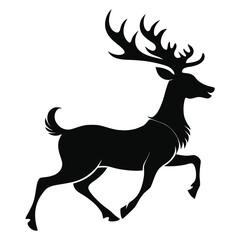 Majestic silhouette of a running stag with grand antlers in motion