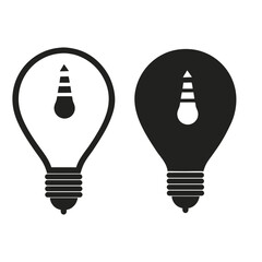 Bright idea symbol two lightbulbs one lit and one dark symbolizing innovation and concept generation