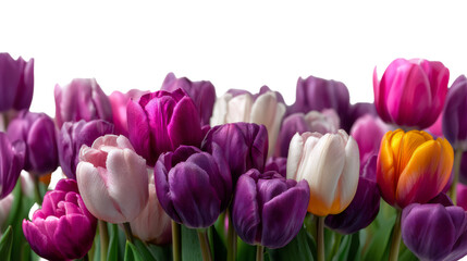 Naklejka premium Kolorowe tulipany na przeźroczystym tle