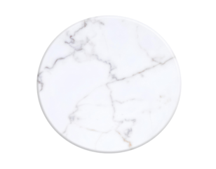 White marble stone round shape isolated on a transparent background.
