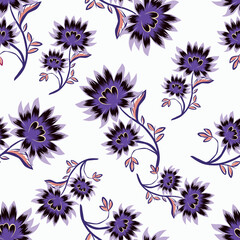 Floral seamless pattern. Branch with leaves ornamental background.