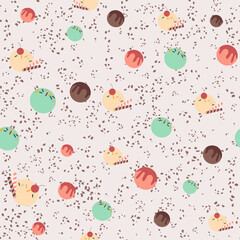 Pattern design for fabric, wrapping paper, wallpaper and fashion prints with summer scoop ice cream cartoon